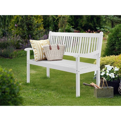 Houten Tuinbank – Buitenbank – Tuinmeubel – Balkonbank – Terrasbank – Weerbestendig Wit – Ergonomische Rugleuning – Draagvermogen 363 kg