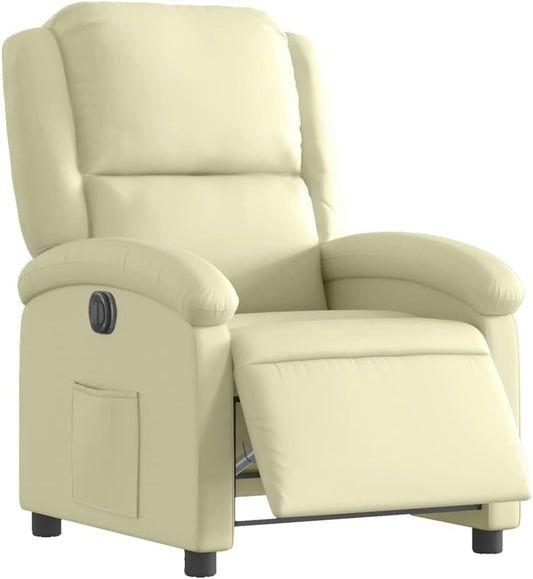 Relaxfauteuil – Elektrisch Verstelbare Fauteuil – Massagefauteuil – Ligstoel – Leunstoel – Echt Leder – Crème – Met Massagefunctie – Verstelbare Rugleuning