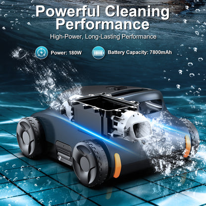 Zwembadrobot – Zwembadstofzuiger – Zwembadreiniger – Pool Cleaner – Automatische Zwembadreiniger – 45.000 Pa Zuigkracht – 180W Borstelloze Motor – 180 Min Accuduur – Geschikt Voor Boven- En Inbouwzwembaden