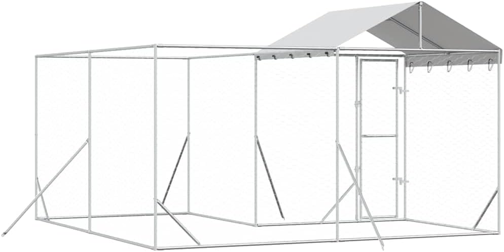 Buitenkennel – Hondenren – Dierenren – Buitenren – Kennel 4 x 4 x 2,5 m – Gegalvaniseerd Staal – Water- en UV-bestendig Dak