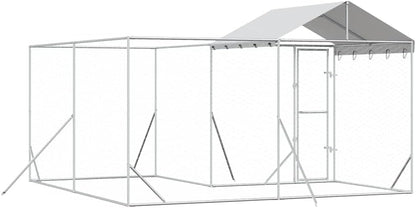 Buitenkennel – Hondenren – Dierenren – Buitenren – Kennel 4 x 4 x 2,5 m – Gegalvaniseerd Staal – Water- en UV-bestendig Dak