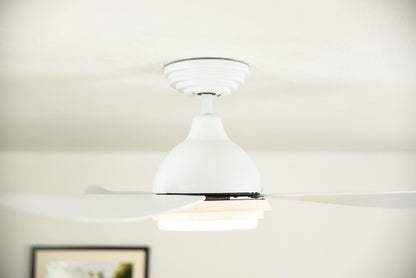 moderne design Plafondventilator Pepeo Raja met dimbare LED-verlichting en afstandsbediening - 122cm - Wit - Energiezuinige stille DC Motor - 3 lichtkleuren - Omkeerbare winter- en zomerstand, timer