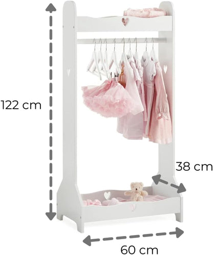 Haus Projekt Verkleedrail wit voor kinderen 3-8 jaar, houten verkleedkast, slaapkamermeubel, handgemaakte meisjesaankleedstang, babykamermeubel, kerstcadeau