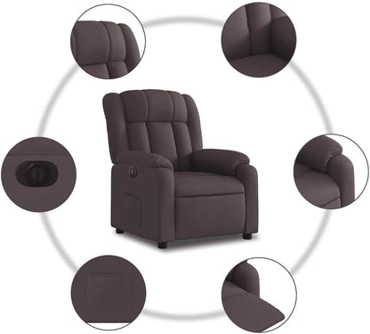 Elektrische Massagestoel, Fauteuil, Verstelbare Rugleuning, Voetsteun, Tv-Stoel, Relaxstoel met Ligfunctie, Ligstoel, Gestoffeerde Stoel, Fauteuil (lichtgrijs) (Donkerbruin #27)