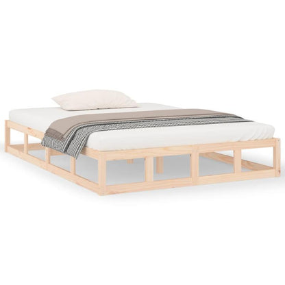 Modern Minimalist Bed Frame Queen Size (140x200cm) - Heavy-Duty Hardwood Construction, Easy Assembly, Sturdy Wooden Slats, Tool-Free Setup for Contemporary Bedrooms - Ideal for Guest Rooms & Master Suites, Simple Design Bed