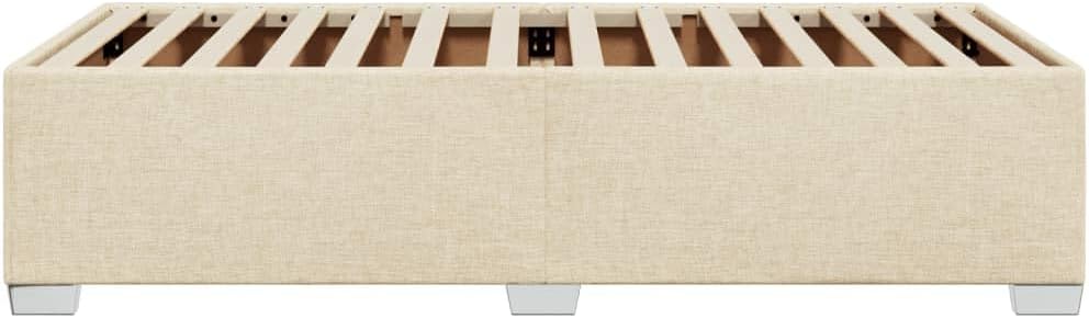 Bedframe – Bed – Bedframe Structuur – Bedbodem – Slaapmeubel – Crème Kleur – 80 x 200 cm – Ademend Polyester – Stevige Lattenbodem