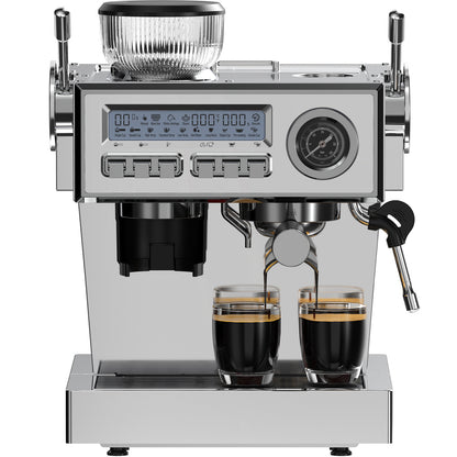 Espressomachine – Koffiezetapparaat – Siebträgermachine – Barista Machine – Halfautomaat – 20 Bar Italiaanse Pomp – RVS Behuizing met Melkschuimer