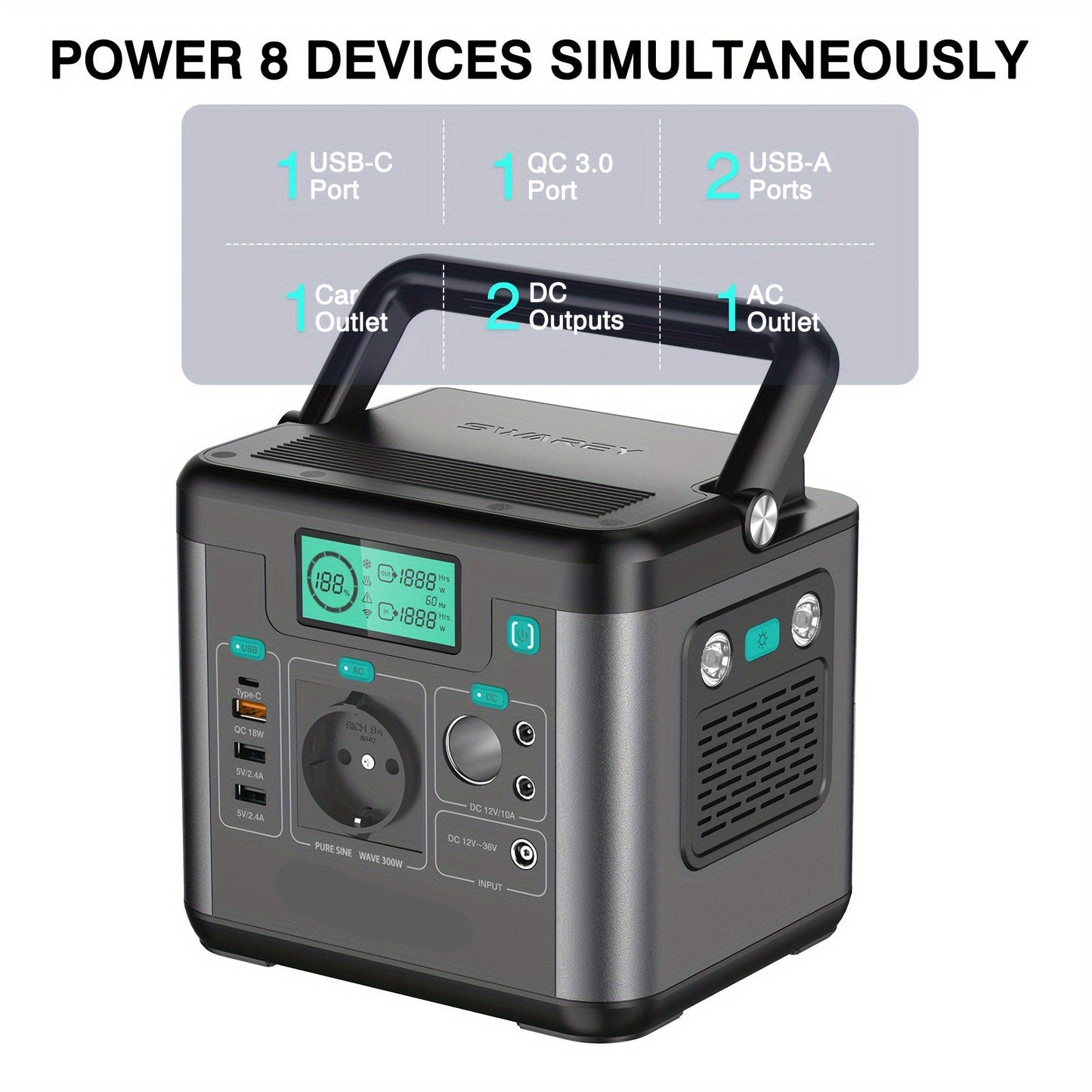 Mobiele Powerstation – Draagbare Accu – Outdoor Stroomvoorziening – Camping Energie – 222 Wh Capaciteit – 300 W Output