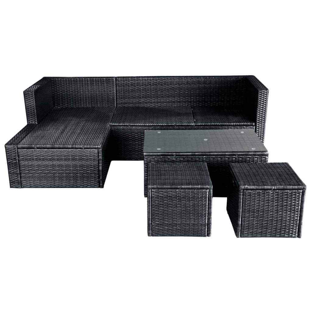 Loungeset – Tuinmeubelset – Loungeset Balkon – Loungeset Hoekbank – Loungeset Poly Rattan – Bruin – Weerbestendig PE Rattan – Uitneembare Wasbare Kussenhoezen