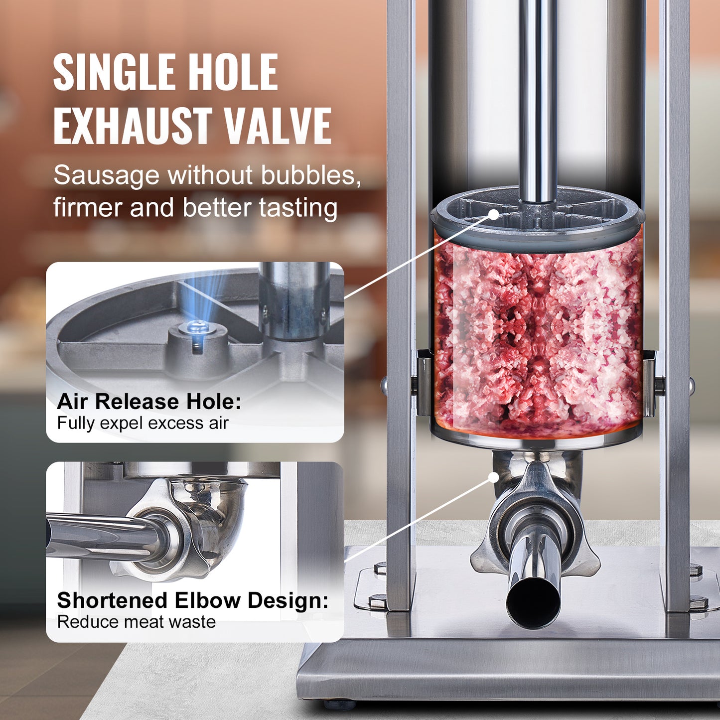 Worstenvuller – Worstenmaker – Worstmachine – Worstvuller – Worstenautomaat – 7 Liter Inhoud – Roestvrijstalen 304 Materiaal