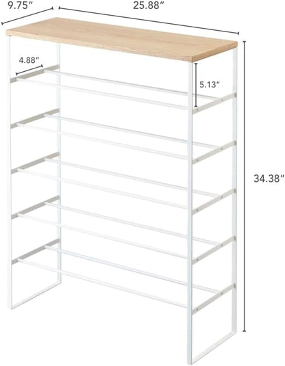 YAMAZAKI Schoenenrek met houten bovenplank - Tower - wit