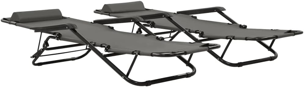 Zonne-ligstoel – Ligstoel – Tuinstoel – Strandstoel – Campingstoel – Inklapbaar – Weerbestendig 600D Polyester – Verstelbare Rugleuning en Voetensteun – Grijs – Set van 2