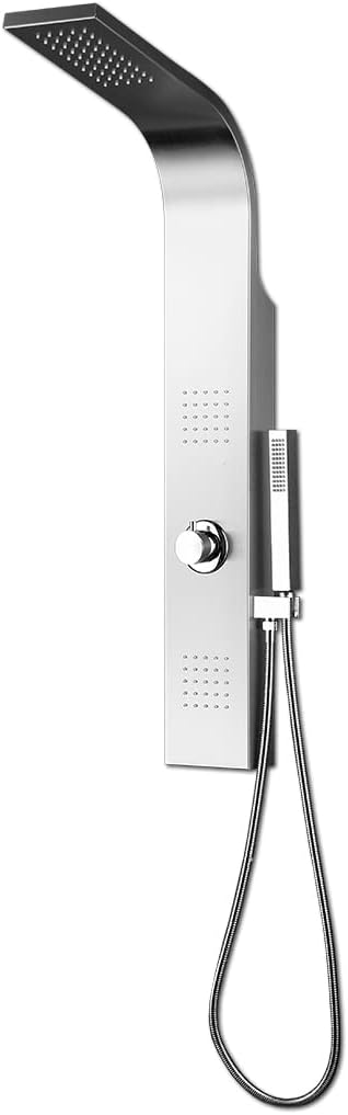 Douchestang – Regendouche – Handdouche – Douchesysteem – Douchewand – 3-in-1 Functies – Geborsteld RVS 100x14 cm