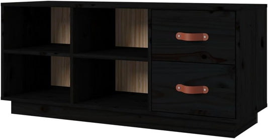vidaXL Shoe bench 100x34x45 cm solid pine black - QUORE