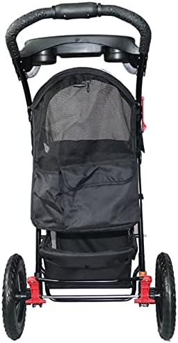 PETIQUE Chinook Zwart | Luxe hondenwandelwagen | Vouwen met één hand | 12" Eva-banden voor en achter voor extra comfort | Reflecterende binding | Houdt huisdier tot 23 kg | Dierendrager
