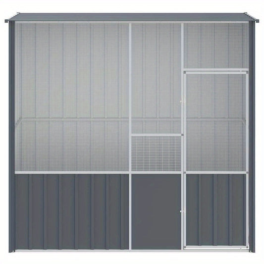 Vogelkooi Buiten – Volière – Buitenkooi – Dierenkooi – Vogelren – Extra Groot 215x78x200 cm – Verzinkt Staal & Weerbestendig – Antracietgrijs