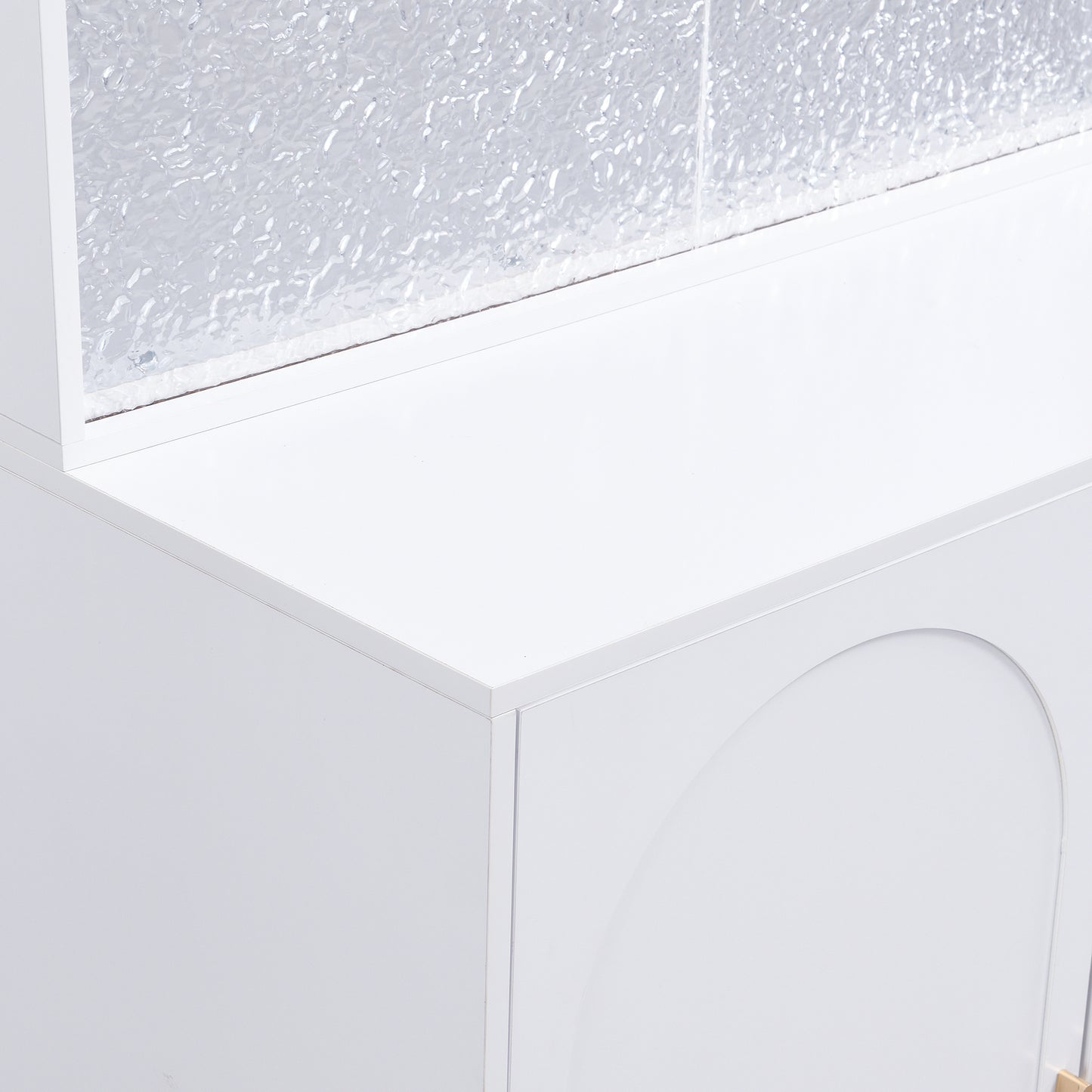 BTM Compact Wardrobe Hall Cabinet in White with Adjustable Shelves, Soft-Close Hinges, Hook Rail, Arched Doors, and Gold Metal Legs, Modern Hall Furniture 80×175.5×35 cm