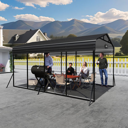 Metalen Carport – Overkapping – Garage – Carport Dak – Voertuig Shelter – 6x3,7m – Gegalvaniseerd Dak – Stevige Gepoedercoate Stalen Constructie
