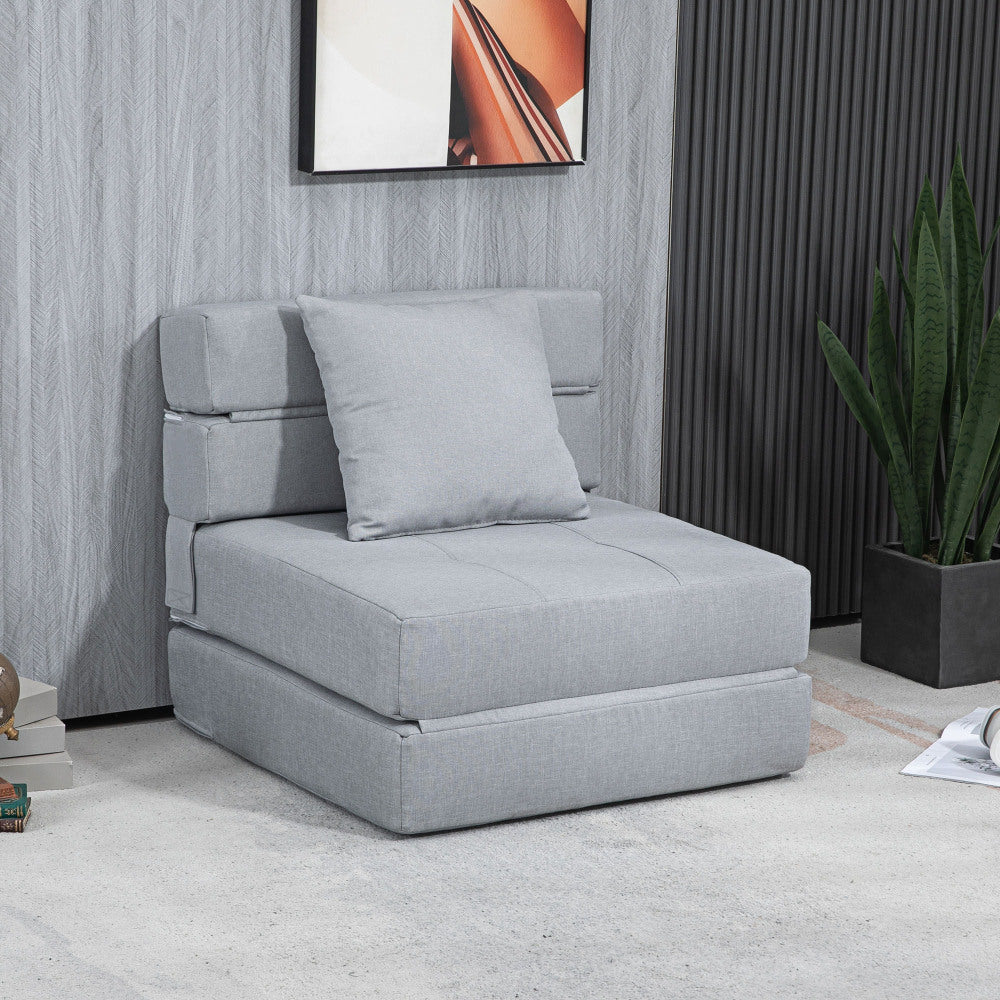Slaapbank – Sofa Bed – Relaxstoel – Logeerbed – Vouwbank – Handmatig Bediening – Lichtgewicht & Comfortabel – Modern Minimalistisch Grijs