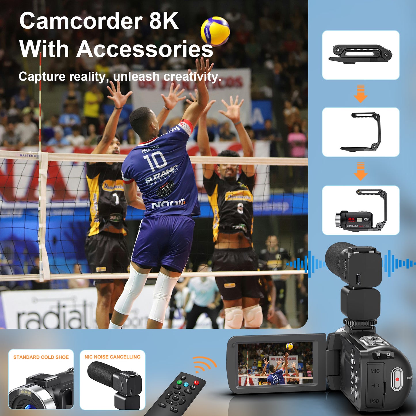 8K Videocamera – Camcorder – Vlogcamera – Digitale Camera – Nachtcamera – 64MP Fotoresolutie – Infrarood Nachtzicht – Zwart