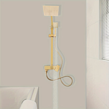 Golden Douche Systeem – Regendouche – Douche Set – Douchekop – Douche Accessoires – Roestvrij Staal – Verstelbare Hoogte – Luxe Gouden Afwerking