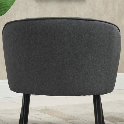 Lounge stoel – cocktailstoel – beklede stoel – bureaustoel – woonkamerstoel – modern design – linnen look – metalen frame – 71 x 65 x 75 cm – grijs