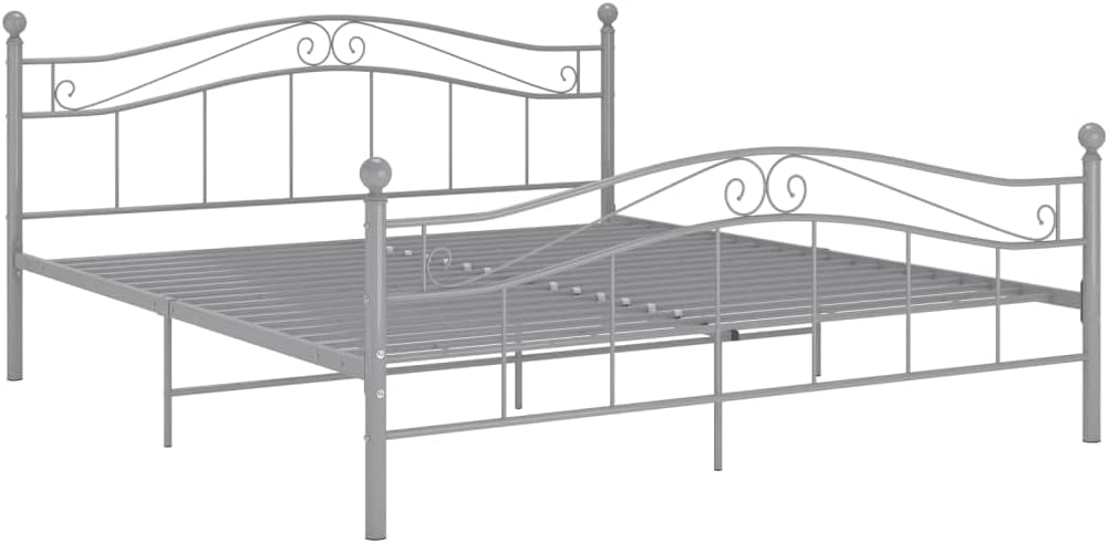 vidaXL Bedframe metaal grijs 160x200 cm, tweepersoonsbed, bed, bedombouw, tweepersoonsbedden, bedden, bedombouwen, frame, frames, slaapmeubel
