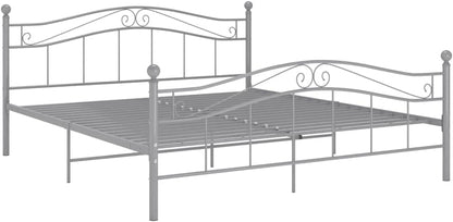 vidaXL Bedframe metaal grijs 160x200 cm, tweepersoonsbed, bed, bedombouw, tweepersoonsbedden, bedden, bedombouwen, frame, frames, slaapmeubel