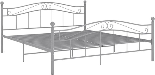 vidaXL Bedframe metaal grijs 160x200 cm, tweepersoonsbed, bed, bedombouw, tweepersoonsbedden, bedden, bedombouwen, frame, frames, slaapmeubel