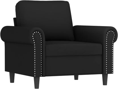 Fauteuil met Kruk – Loungestoel – Moderne Stoel – Armleuningstoel – Leesstoel – Zwart Fluweel – Stevig Multiplex Frame – Comfortabele Dikke Zitting 60 cm
