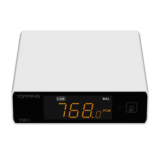 Topping E50II DAC Compacte Hi-Res audio-desktop met AK4497S, DSD512, PEQ 10-bands en Bluetooth LDAC voor hoofdtelefoon en luidsprekers, wit