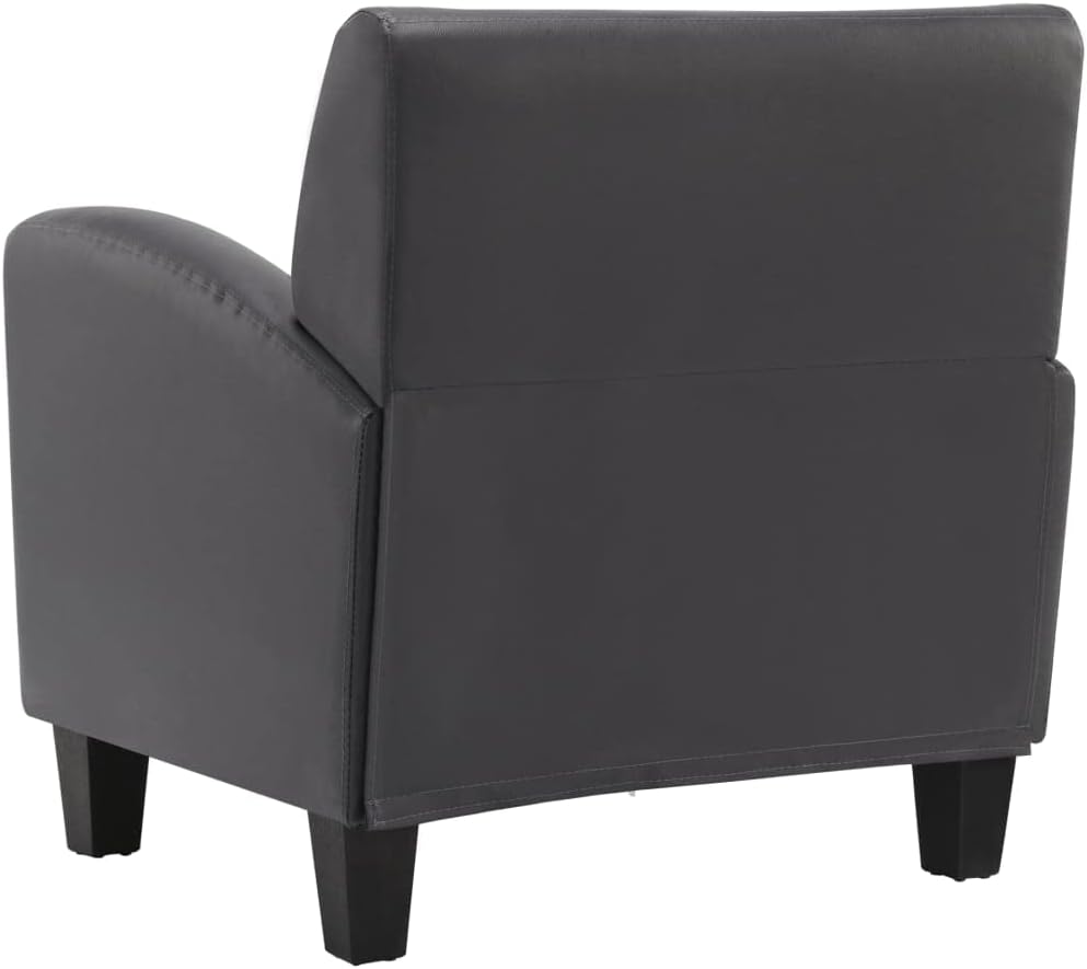 Fauteuil grijs kunstleer, loungestoel, televisiestoel, relaxstoel, bureaustoel, stoel voor slaapkamer, woonkamer, werkkamer, kantoor