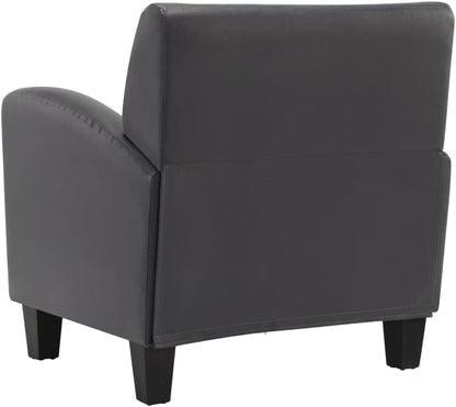 Fauteuil grijs kunstleer, loungestoel, televisiestoel, relaxstoel, bureaustoel, stoel voor slaapkamer, woonkamer, werkkamer, kantoor