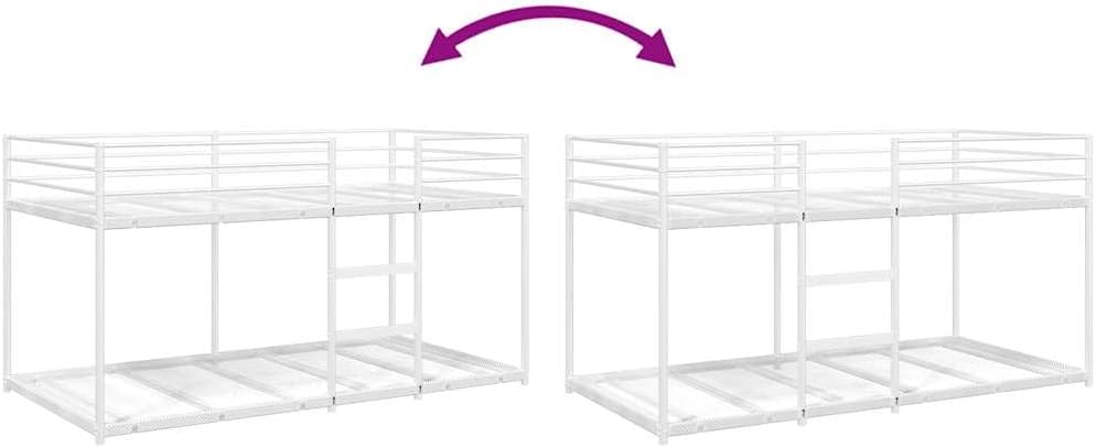 vidaXL Stapelbed zonder matras 90x200 cm staal wit, bedframe, bedbodem, slaapkamermeubilair, hoogslaper, stapelbedframe, laag stapelbedframe