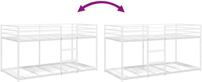 vidaXL Stapelbed zonder matras 90x200 cm staal wit, bedframe, bedbodem, slaapkamermeubilair, hoogslaper, stapelbedframe, laag stapelbedframe