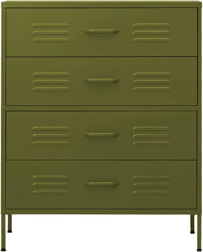 vidaXL Chest of drawers 80x35x101.6 cm steel olive green, chest of drawers, drawer cabinet, side cupboards, drawer cabinets, side cabinets, cupboards, cupboards, cupboards, cupboards