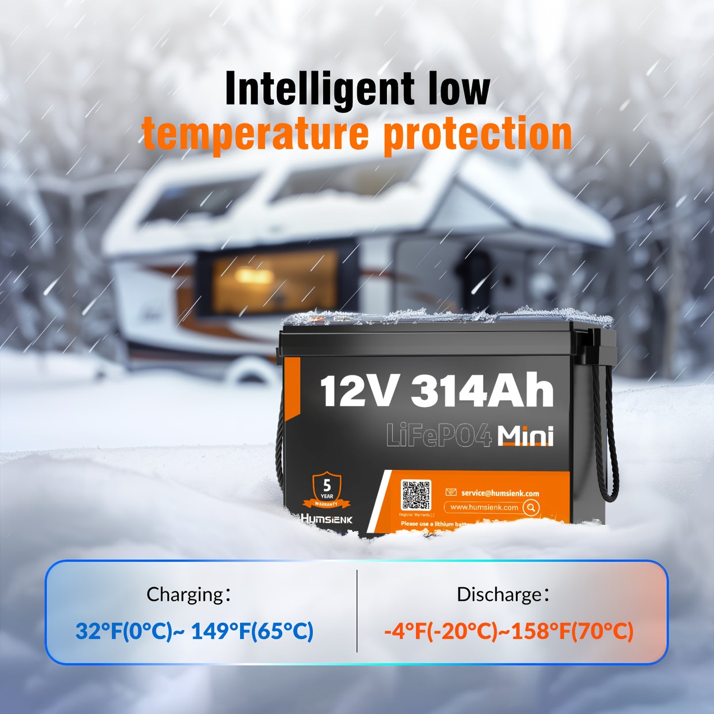 LI-Ion Accu – LIFEPO4 Accu – Oplaadbare Batterij – Camper Accu – Zonne-Energie Accu – Compact 12V 314AH – Langdurige Levensduur 15.000+ Cycli