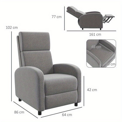 Relaxfauteuil – Schommelstoel – Ligstoel – Fauteuil – Relaxstoel – 160° Verstelbaar – Robuust Metaal-Kunststof Frame – Zacht Gevoerd – Compact Ontwerp – Grijs