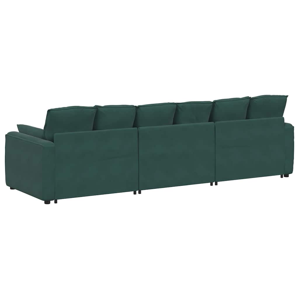 Hoekbank – Modulaire Bank – L-vormige Bank – Zitbank – Loungesofa – Velvet Bekleding – Stevig Metalen Frame – Donkergroen
