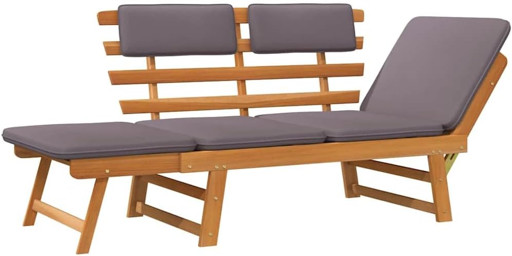 vidaXL Lounger with cushion 2-in-1 190 cm solid acacia wood