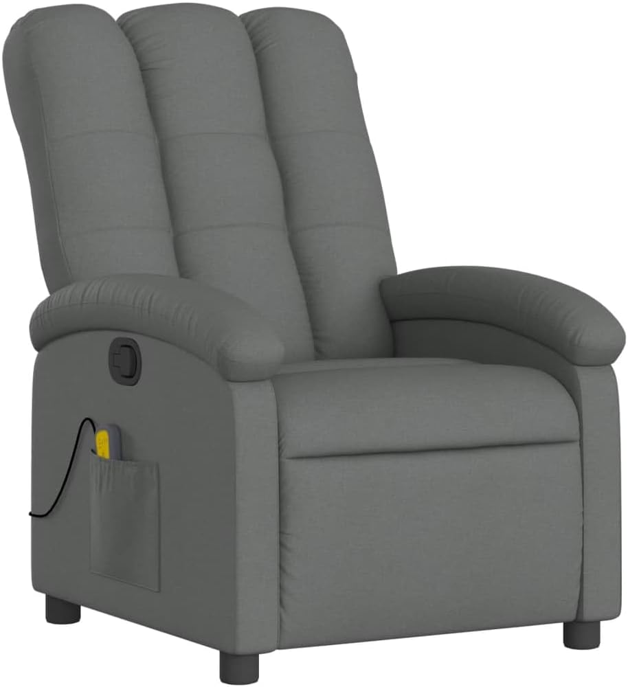 Massage Relaxstoel – Massagestoel – Relaxfauteuil – Verstelbare Stoel – Zithoekstoel – 6 Massagepunten – Donkergrijze Polyester Bekleding