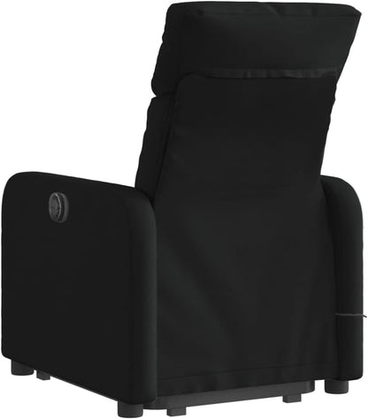 Massagestoel – Relaxfauteuil – Sta-Op Stoel – Elektrische Opstahelp – Massagefauteuil – Handmatig Verstelbaar – 6-Punts Vibratiemassage – Zwart Polyester