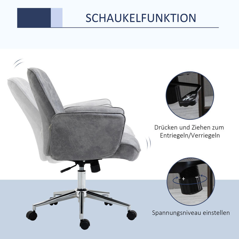 Ergonomische Bureaustoel – Bureaustoel – Werkstoel – Draaistoel – Schommelstoel – Hoogte Verstelbaar – Schommelfunctie – Microfiber Bekleding – Max. Draagkracht 120 kg