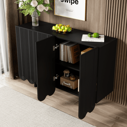 Dressoir – Dressoirkast – Opbergkast – Sideboard – Buffetkast – MDF Zwart – Soft-Close Deuren – Compact Met Veel Bergruimte