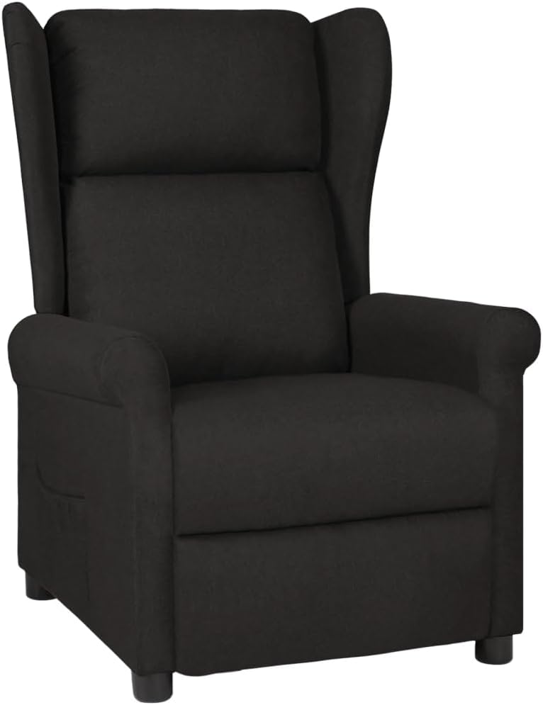 Relaxstoel zwart stof tv-stoel met ligfunctie, enkele ligstoel, relaxstoel voor woonkamer, slaapkamer, A4 - QUORE