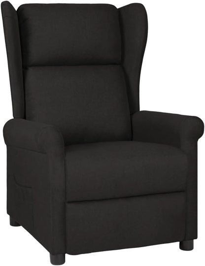 Relaxstoel zwart stof tv-stoel met ligfunctie, enkele ligstoel, relaxstoel voor woonkamer, slaapkamer, A4 - QUORE