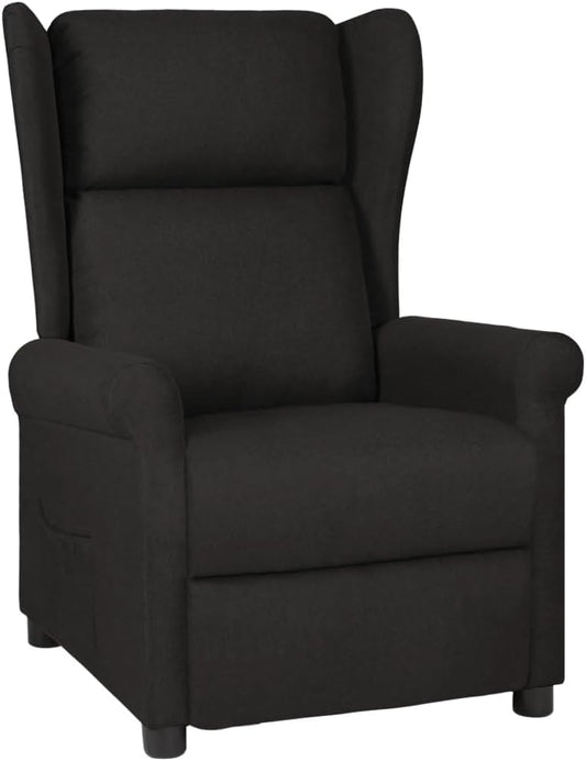 Relaxstoel zwart stof tv-stoel met ligfunctie, enkele ligstoel, relaxstoel voor woonkamer, slaapkamer, A4 - QUORE