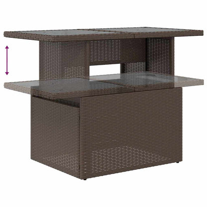 Tuinbank – Buitenbank – Loungeset – Modulair – Tuinmeubel – Poly rattan – Weerbestendig – Met Glazen Tafel – Wit/Bruin