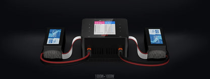 Lipo Oplader – RC Batterij Charger – Accu Lader – Dual Channel Oplader – Smart Batterijlader – 2 Kanaals Dual 1000W x 2 – Bluetooth Connectiviteit & 3,5 Inch IPS Display