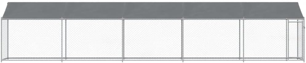 Dog Cage with Roof and Door, Grey, 10x2x2 m, Galvanized Steel, Walk-In Chicken Coop, Galvanized Chicken Coop, Chicken Coop, Chicken Coop, Backyard